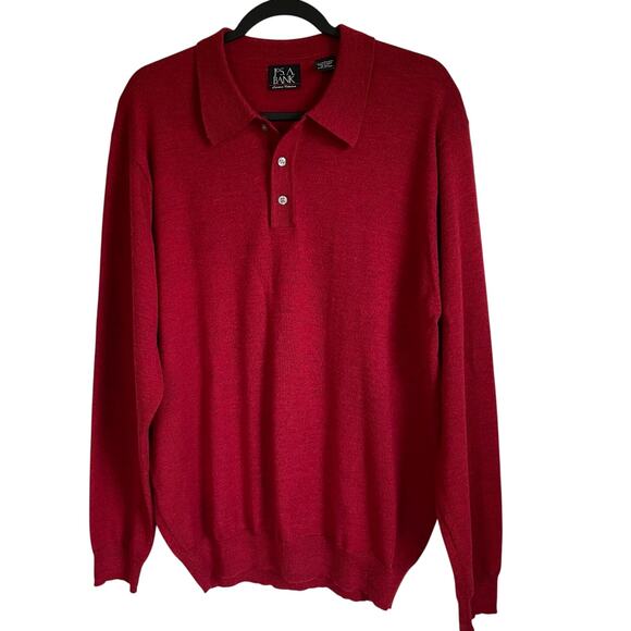 Jos. A. Bank Signature Collection Sweater 100% Merino Wool Sz L Pullover Red - Picture 1 of 7